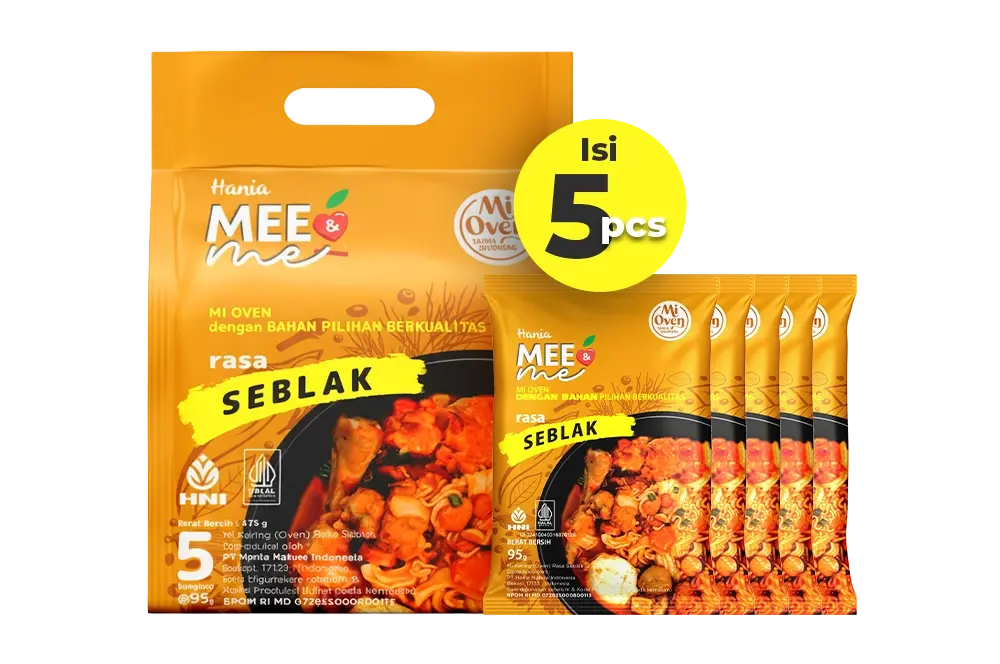 Kemasan pouch Hania Mee dan Me Rasa Seblak HNI isi 5 pcs
