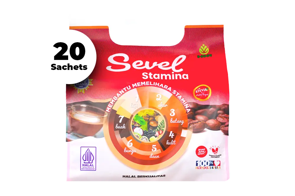 Kemasan Sevel Stamina HNI isi 20 sachet kopi herbal